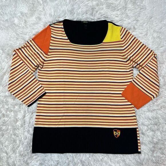 Escada Magaretha Ley Sweater Womens Size 40 Lightweight Pullover Stripe Stretch - Picture 2 of 9